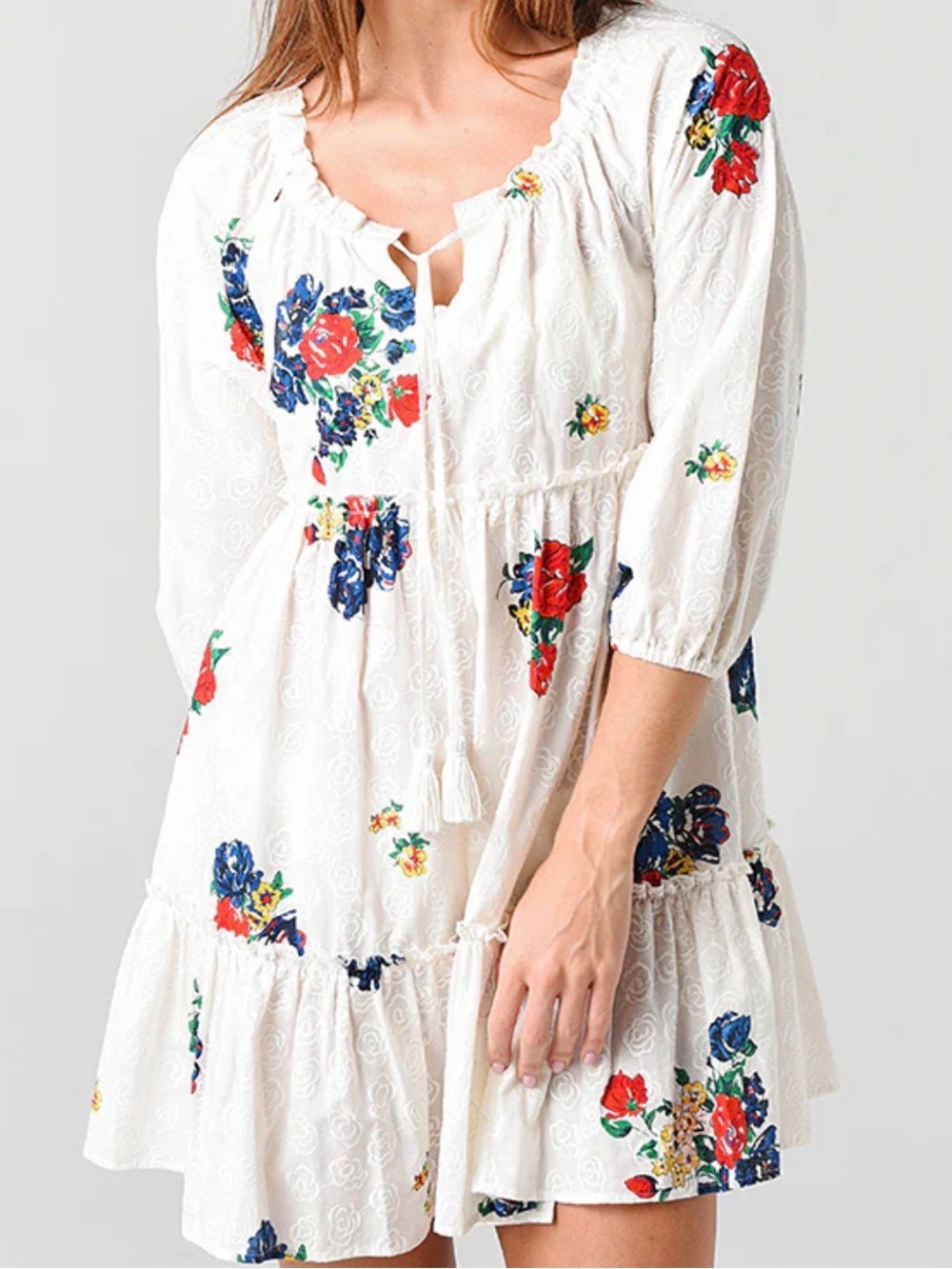 Tory Burch Embroidered Floral Beach Dress Cover-Up 100% Cotton Size Medium - Picture 2 of 11